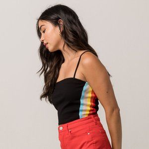 Rainbow Side Stripe Cropped Tank Top XS